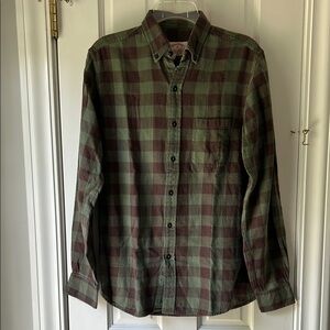 Brooks Brothers Green and Brown Casual Button Down Shirt